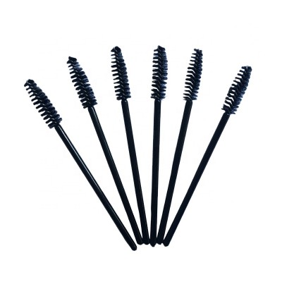 D 50pcs Disposable Black Brow Eyebrow Spoolie Brush Applicators Lash Eyelash Spoolie Brush Eyelash Extension Supplies