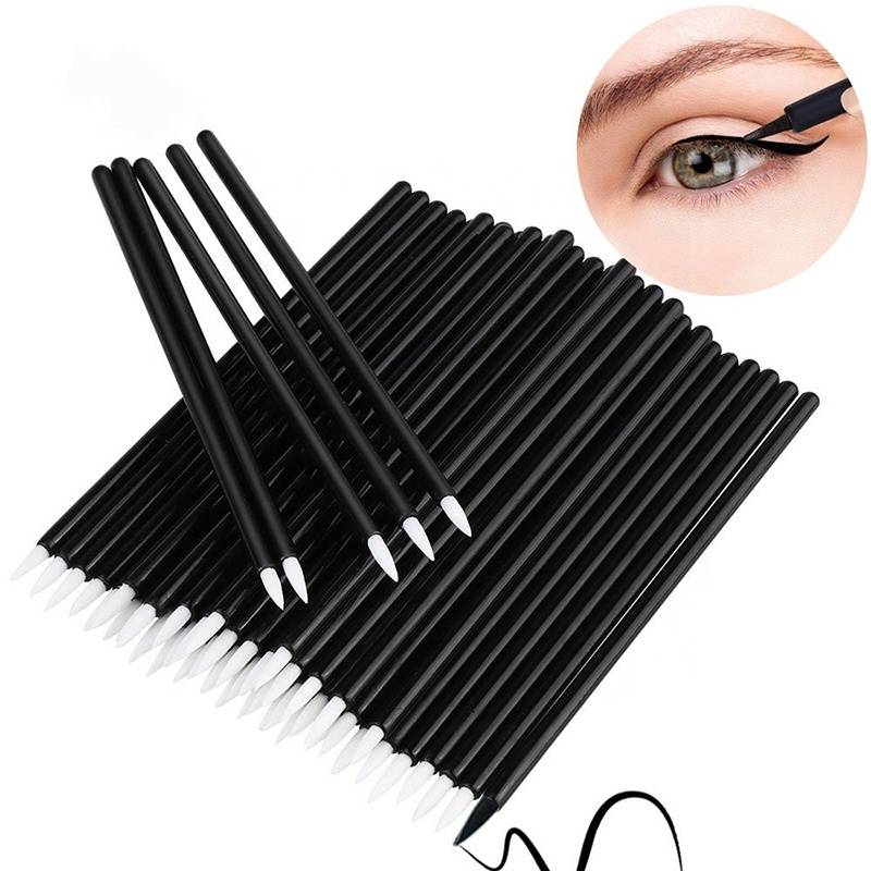 50pcs New Arrival White Fiber Disposable Eyeliner Brush Ultra Fine Eyeliner Brush Wand Applicator Makeup Tool