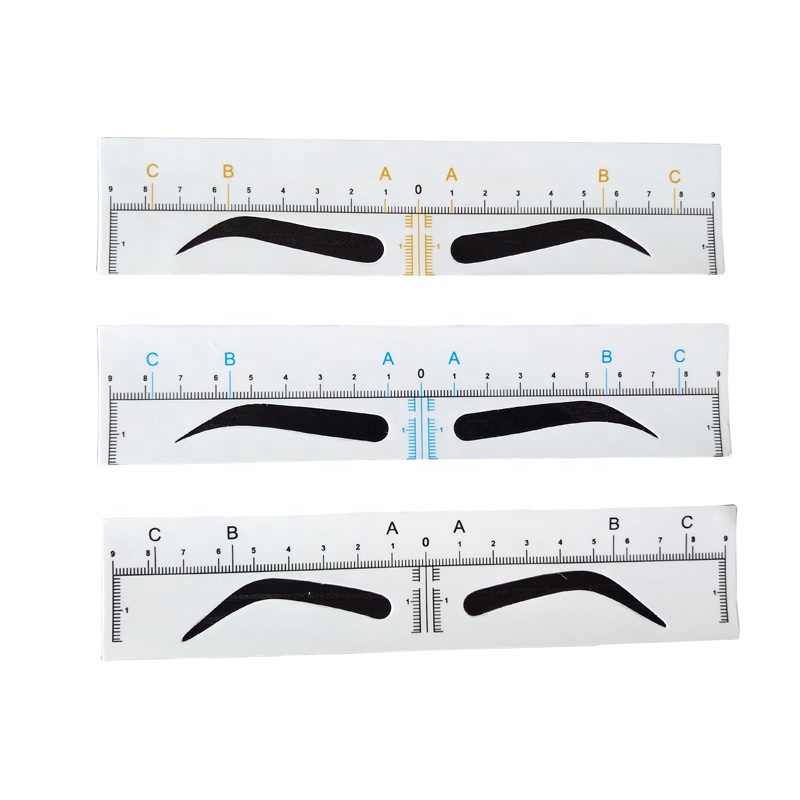 D Private Label Eyebrow Stencil Stickers Brow Measuring Shaping Tool Disposable Microblading Eyebrow Ruler Sticker Pmu Supplies